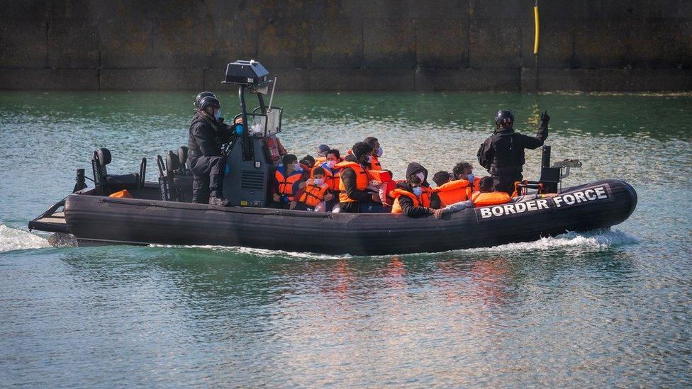 Border Force transports a group of people found in the English Channel