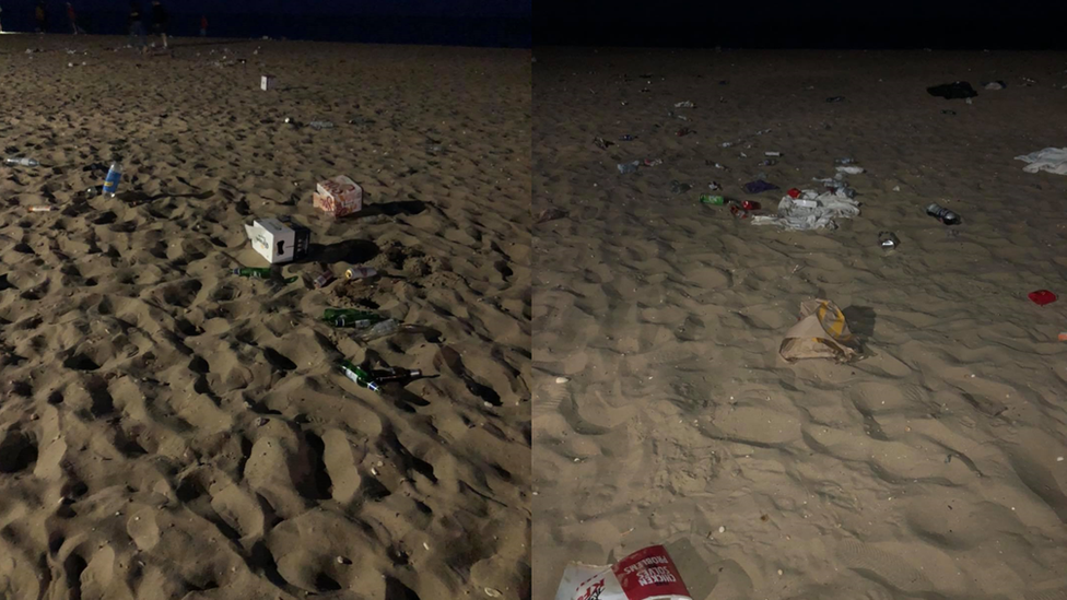 Rubbish left on beach