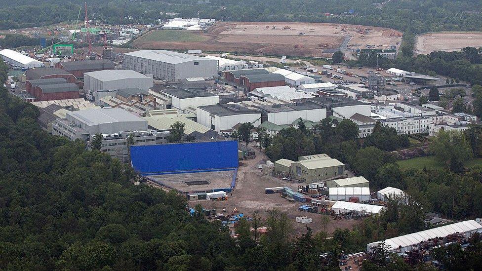 Aerial view of Pinewood Studios