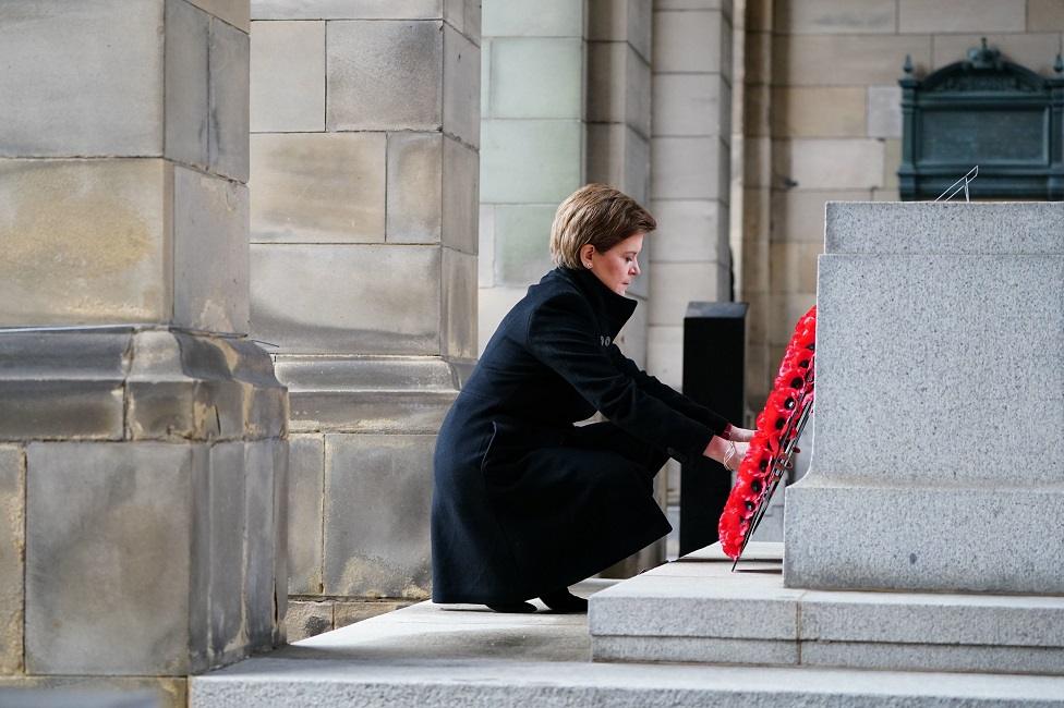 Nicola Sturgeon laying a wreath