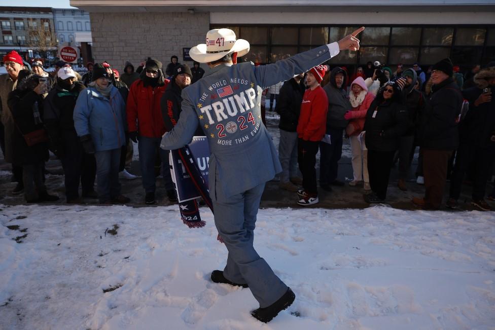 A Trump campaign rally queue in Rochester