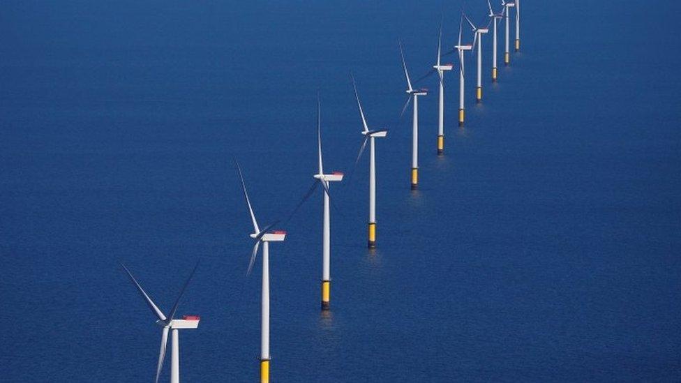 The Walney Extension offshore wind farm operated by Orsted off the coast of Blackpool