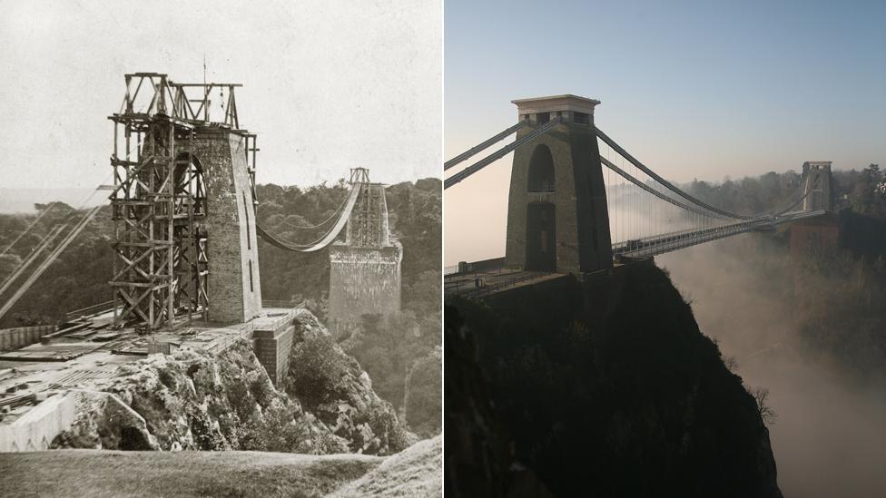 Clifton Suspension Bridge, circa 1863 and 2008