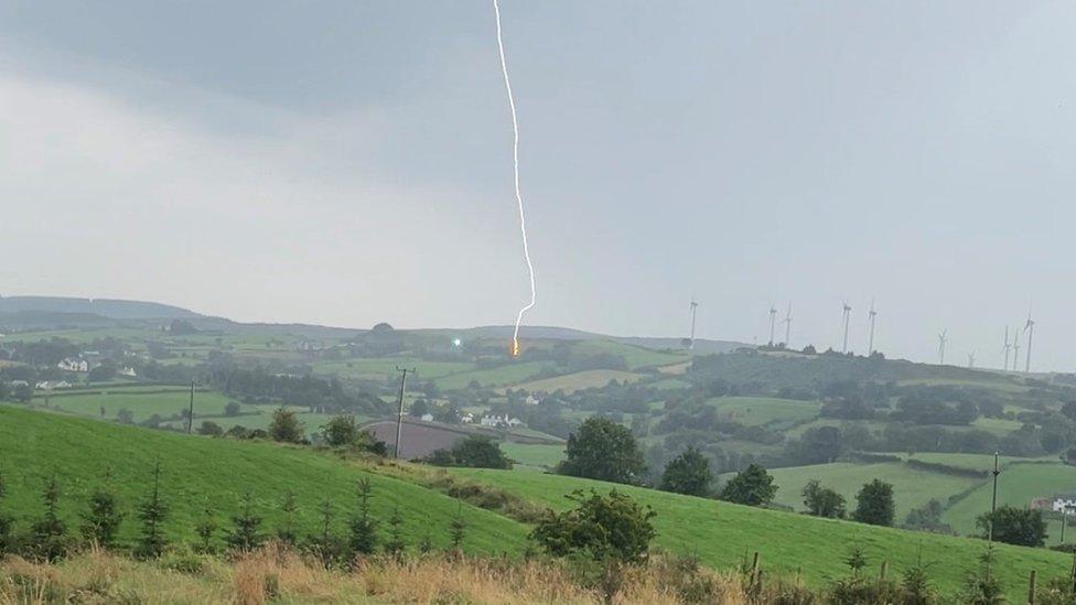 Lightning in a field in County Tyrone