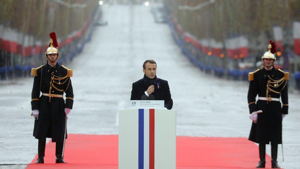 Macron gives speech