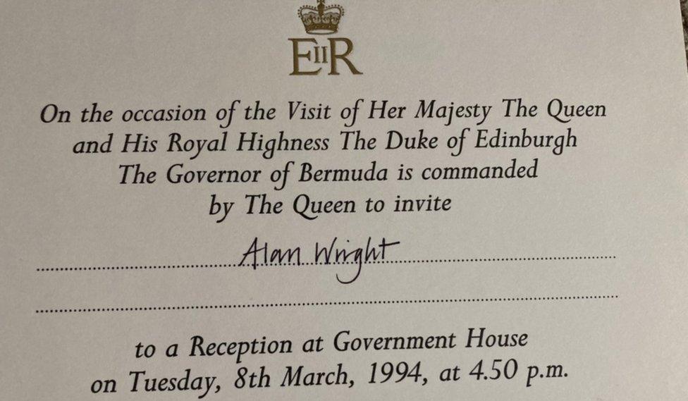 Invitation to a reception at Government House in Bermuda