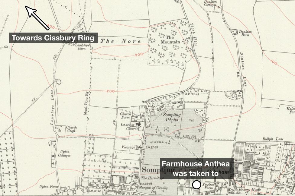 1934 map of Sompting, Sussex