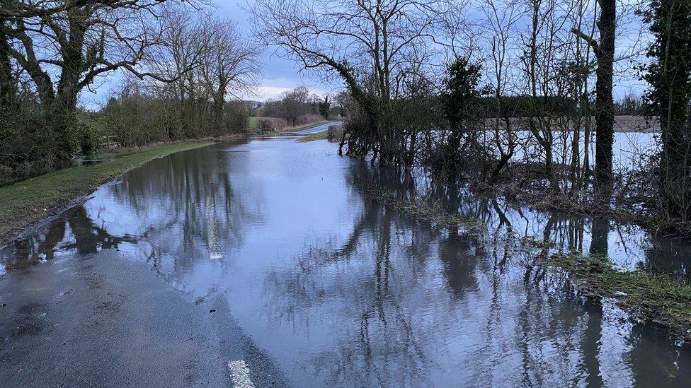 Flooding on the B1222