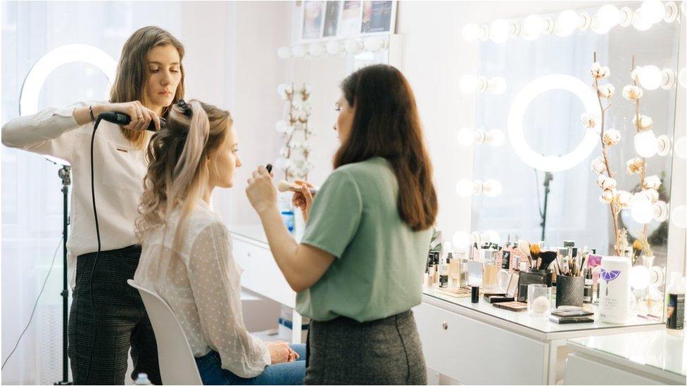 Make-up artists at work