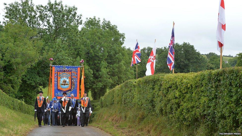 The village of Saintfield, County Down, hosted a Twelfth demonstration for the first time in over ten years. Organisers said approximately 70 lodges and 40 bands will take part.