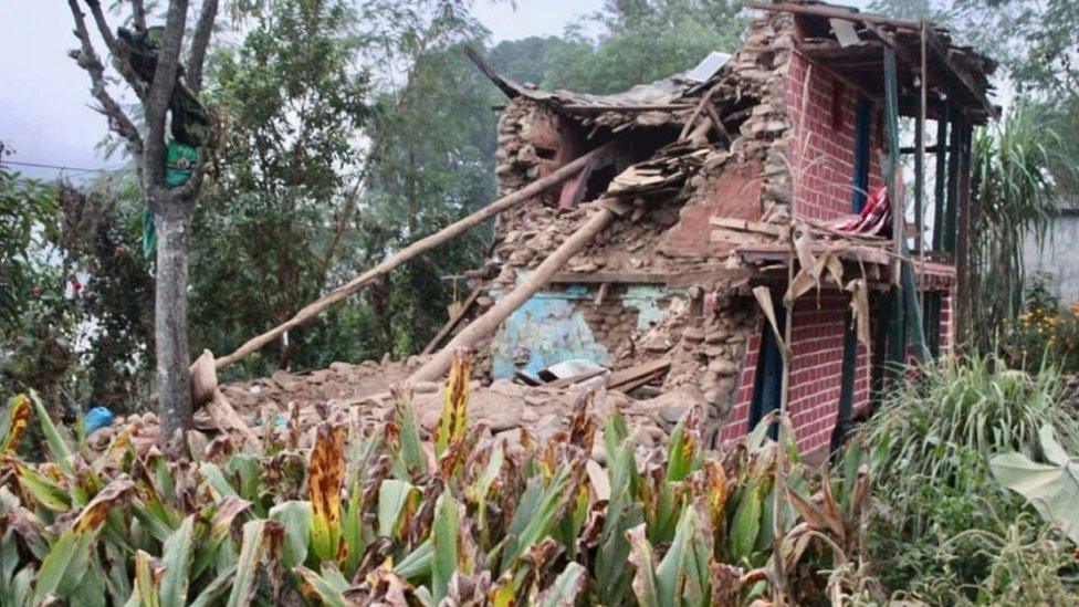 A house damaged by the earthquake on Friday