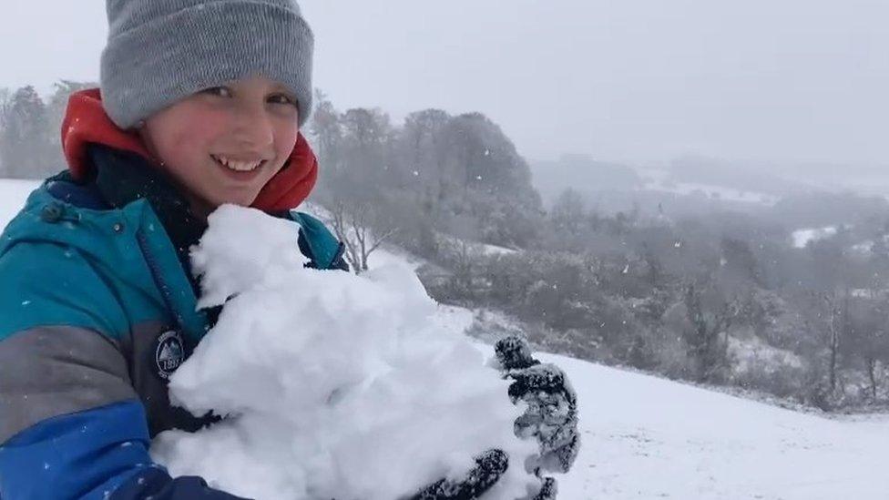 Ukrainian refugee Bohdan, 12, said the snow in Southstoke reminds him and his sister of their home near the Russian border