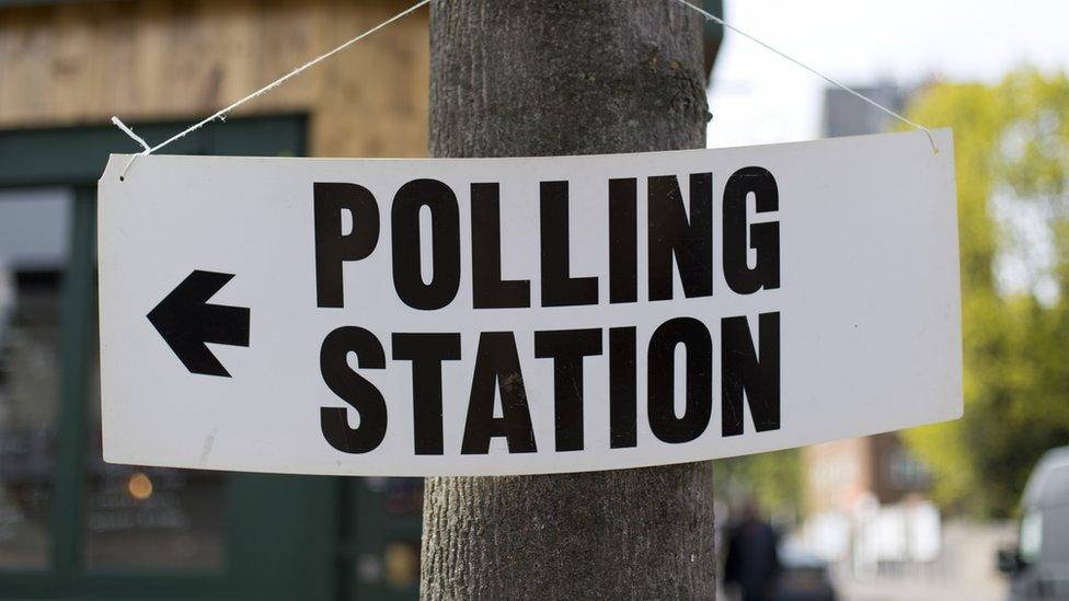 Polling station sign