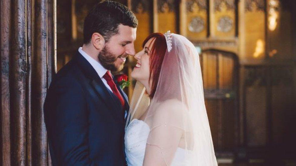 Thomas and Sophie on their wedding day