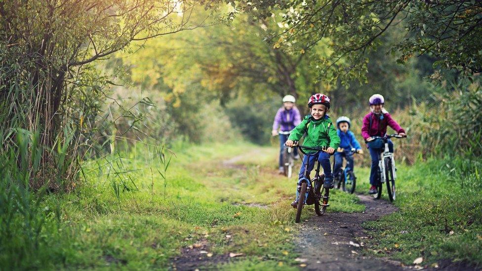 Children riding bikes