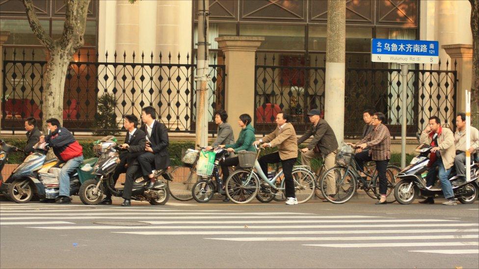 Commuters in Shanghai