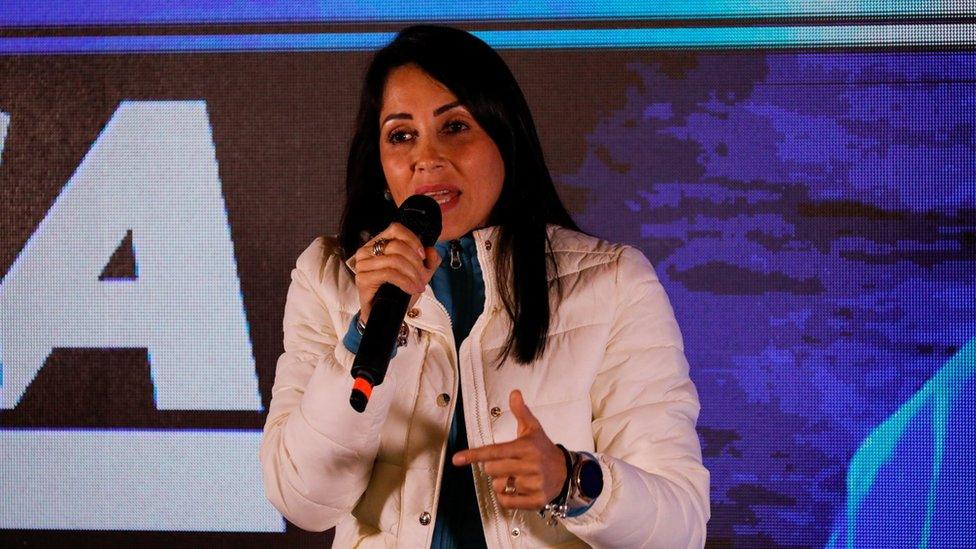 Ecuadorean presidential candidate Luisa Gonzalez addresses her supporters in Quito. Photo: 20 August 2023