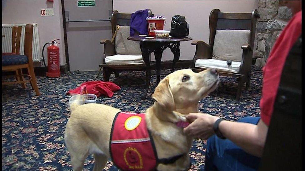 Burnadette Clutton and her assistance dog