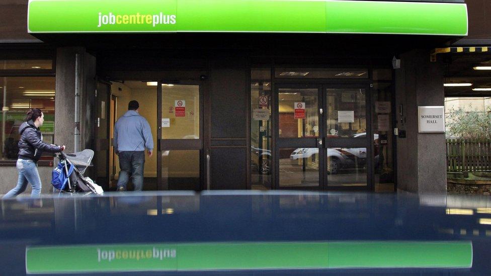 People outside Jobcentre Plus office