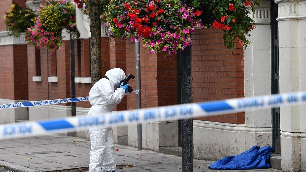 A sleeping bag was pictured at the scene of Thursday's incident on Great Victoria Street