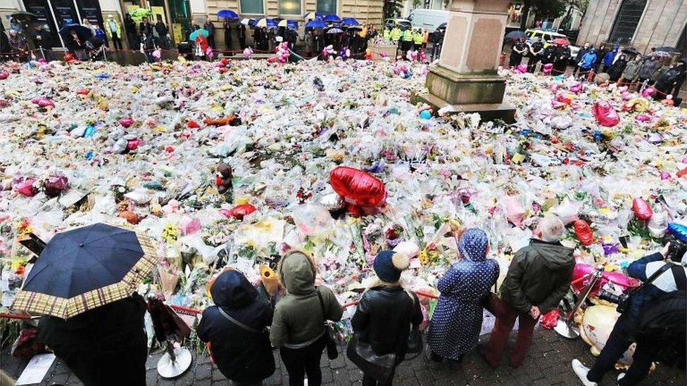 Tributes to Manchester attack victims left in St Ann's Square