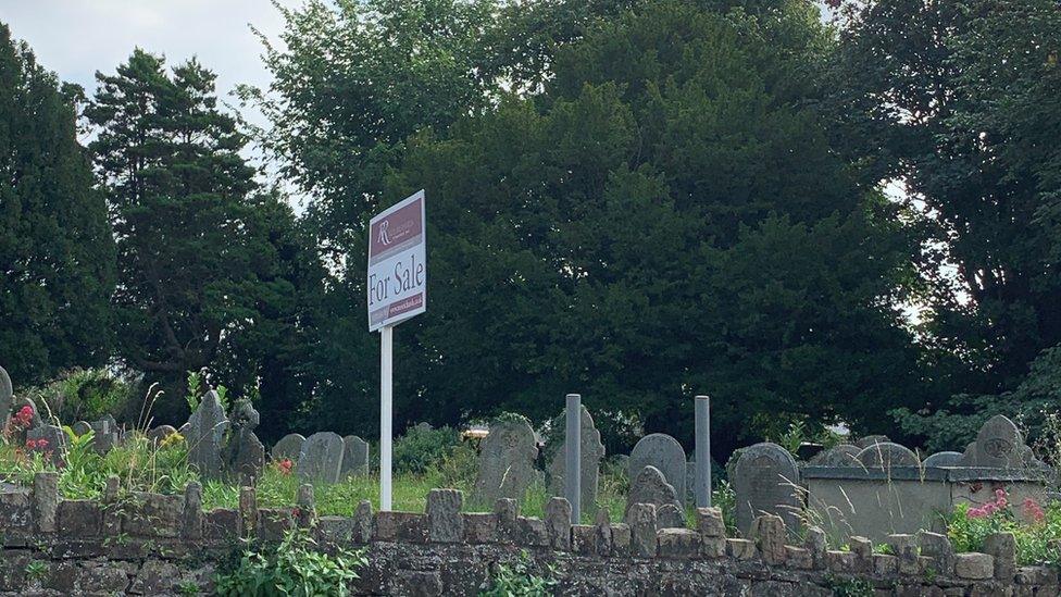 Bethel Cemetery with a for sale sign