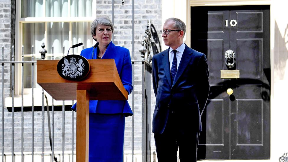 Theresa May gives a speech outside Downing Street