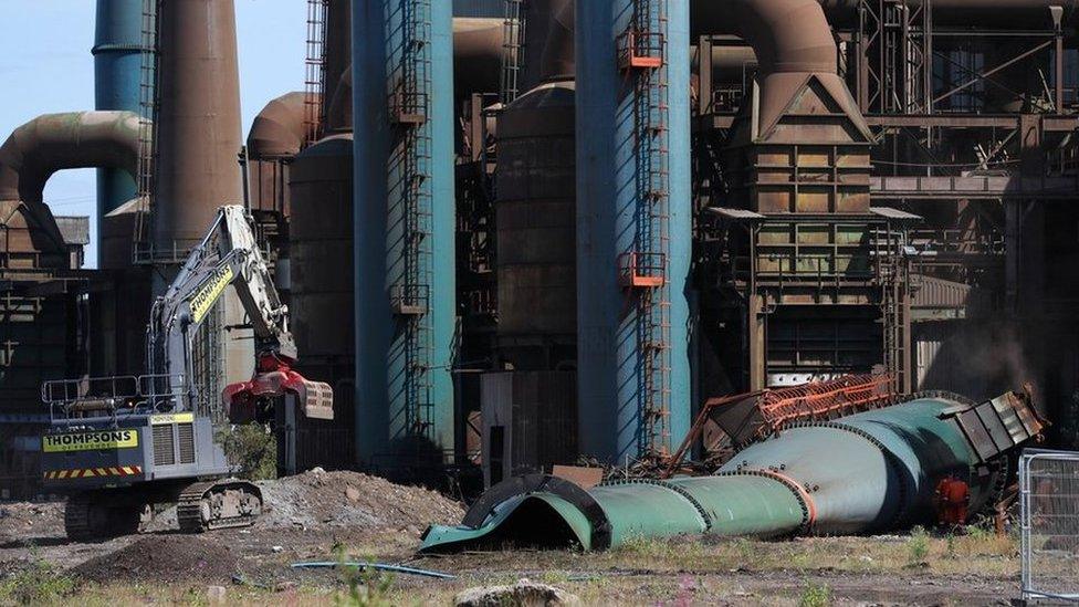 The demolished BOS Plant chimney stack