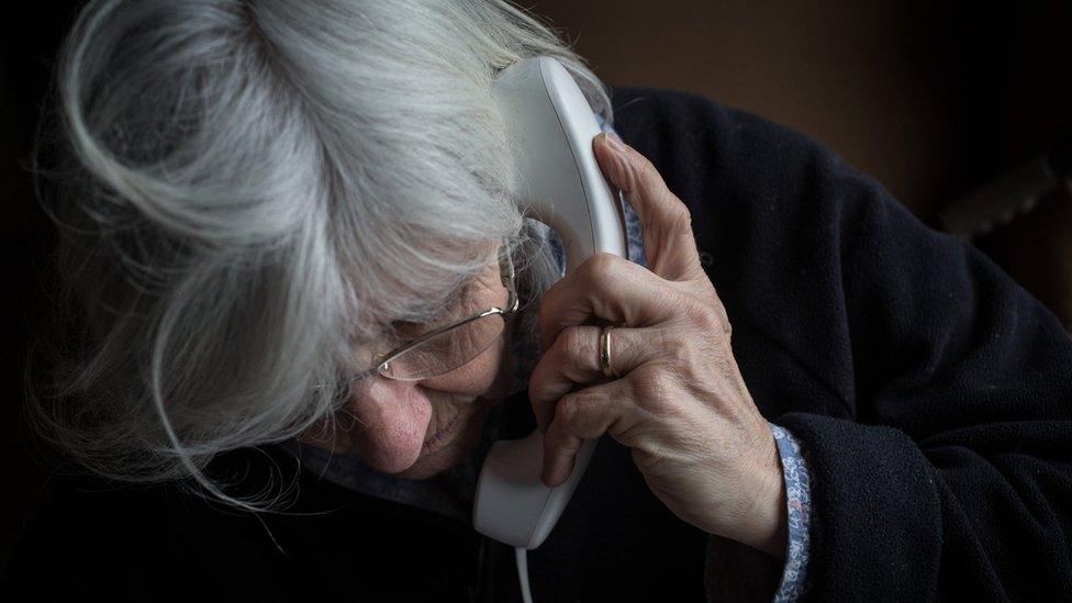 Elderly woman on the phone