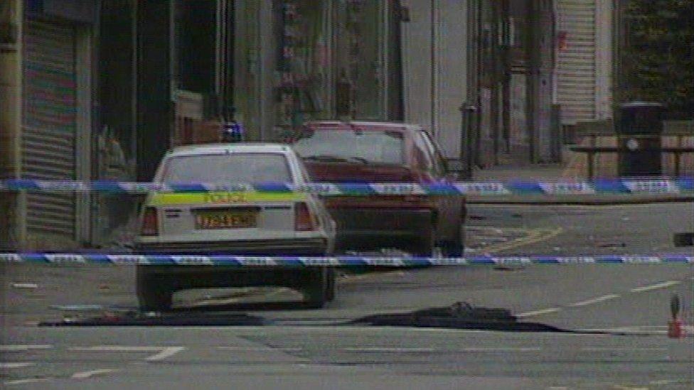 The scene of the Warrington bomb in March 1993