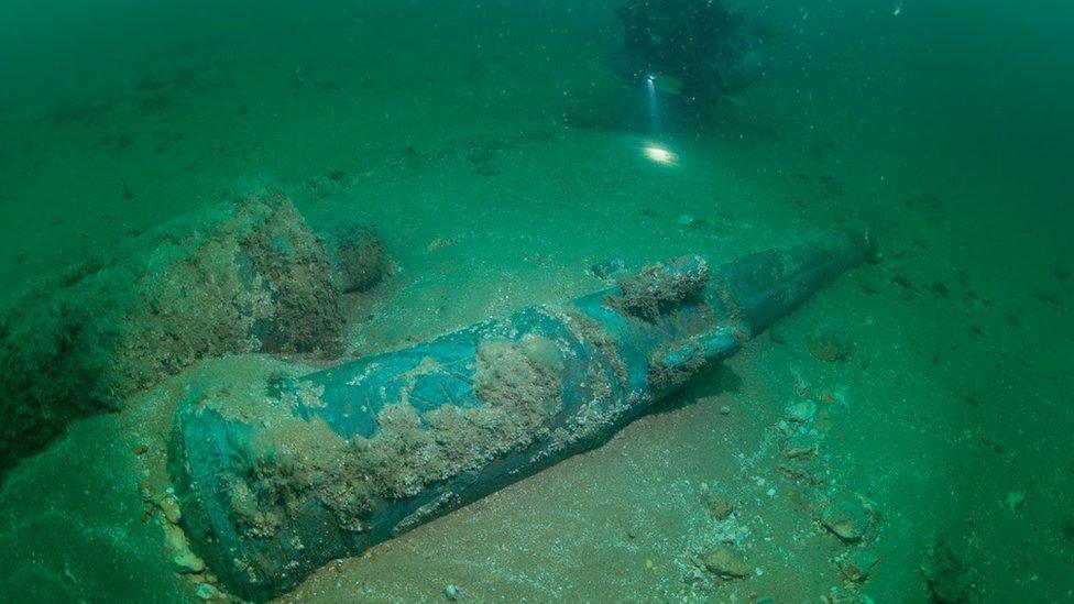 Two guns found at the site of the sunken Klein Hollander