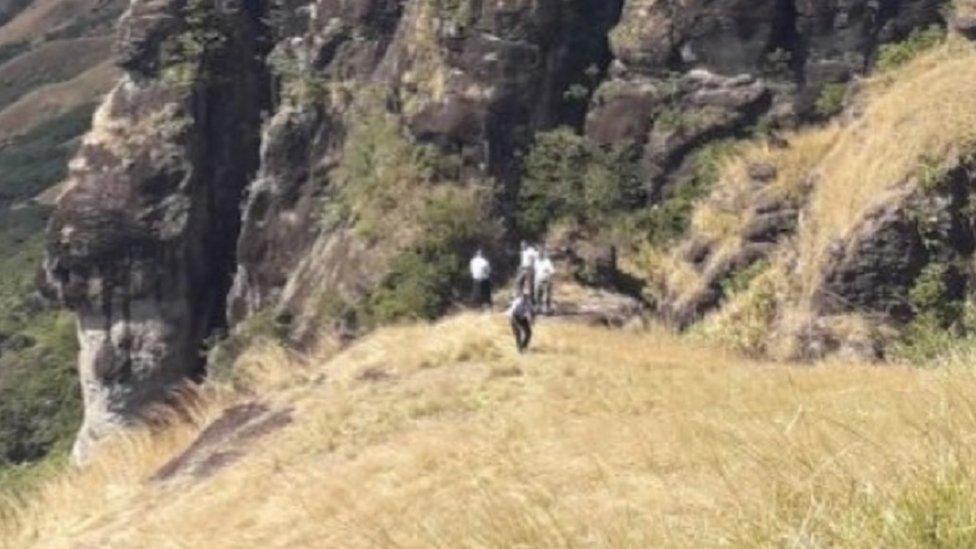 Fiji Police at the site where five bodies were found in he Nausori Highlands, western Fiji