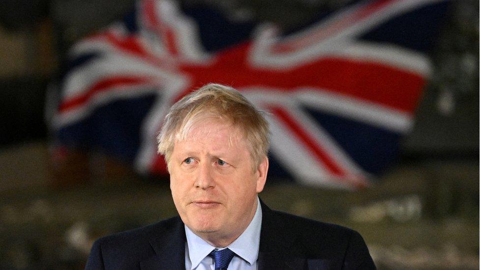 Boris Johnson at Tapa Military Base in Tailinn at a Nato press conference