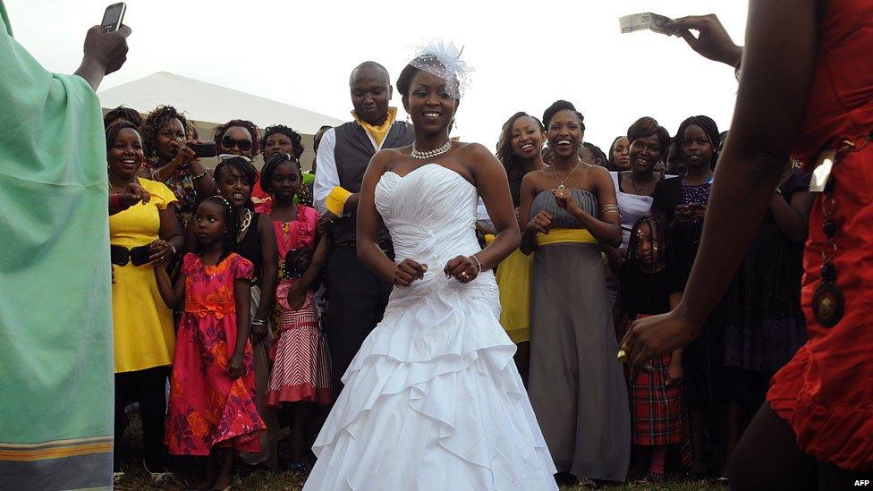 A Kenyan couple at their wedding in Nairobi, Kenya