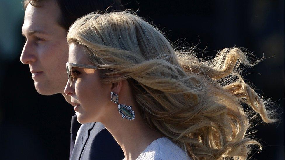 Ivanka Trump, daughter of US President Donald Trump, her husband Jared Kushner, senior adviser to Trump arrive at Rome"s Fiumicino Airport on May 23, 2017