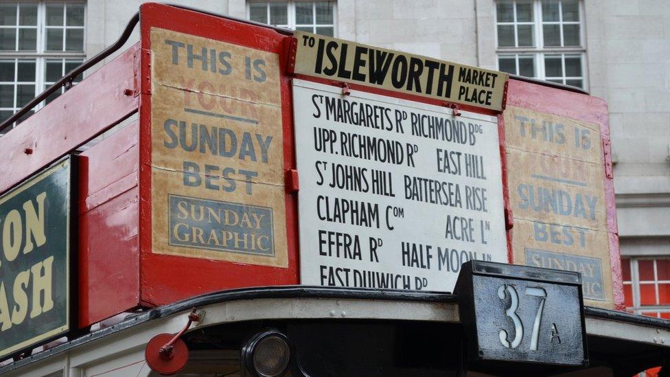 Sign on 1920 K type bus