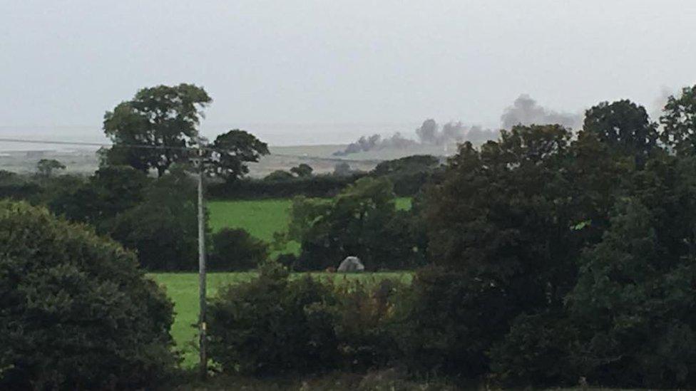 Potential crash scene at Caernarfon Airport