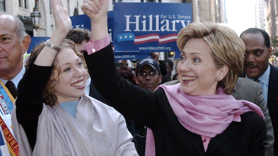 Chelsea Clinton campaigns for her mother's senate race in 2000