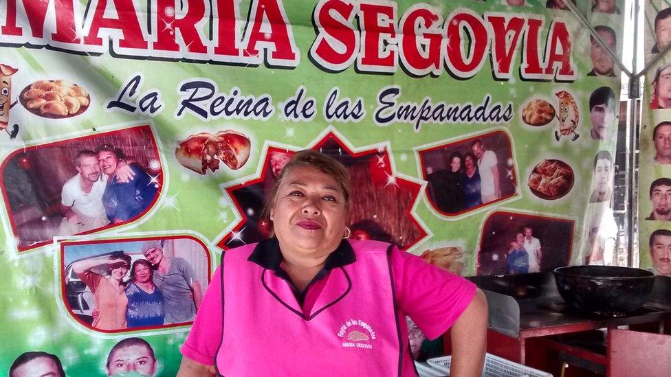 Maria Segovia at her empanada stall