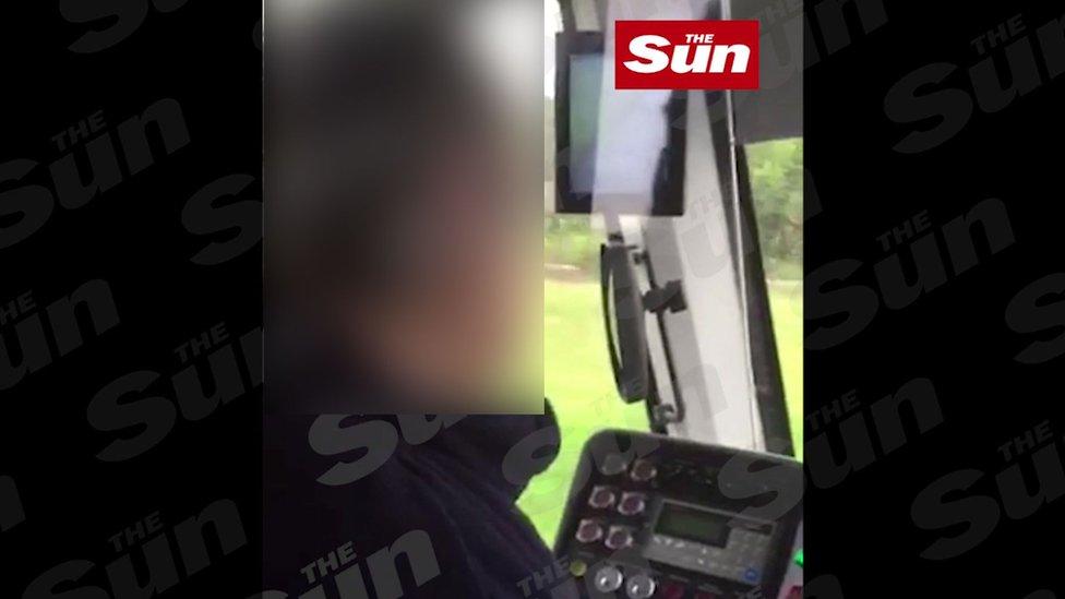 A still from a video obtained by The Sun which appears to show the driver nodding off