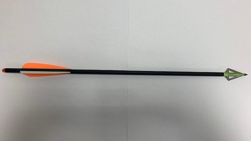 The crossbow bolt bought online by detectives was 18in (45cm)