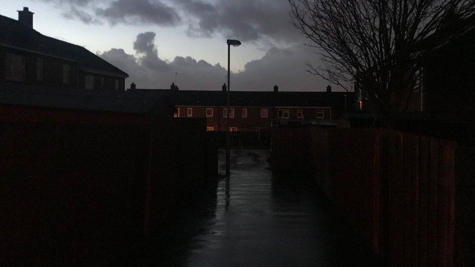 A faulty street light at Lincoln Court in Londonderry