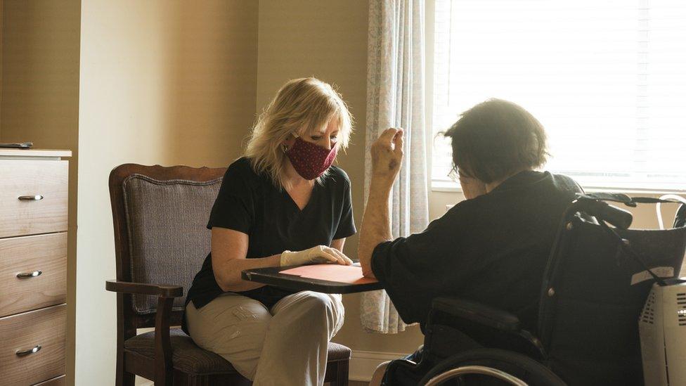 Person in care home with resident