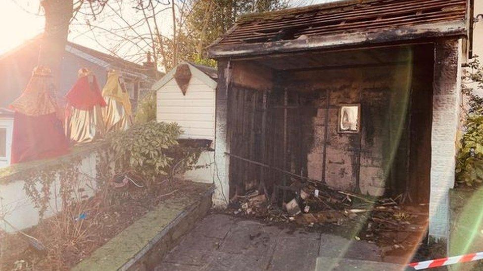 Nativity scene after petrol bomb