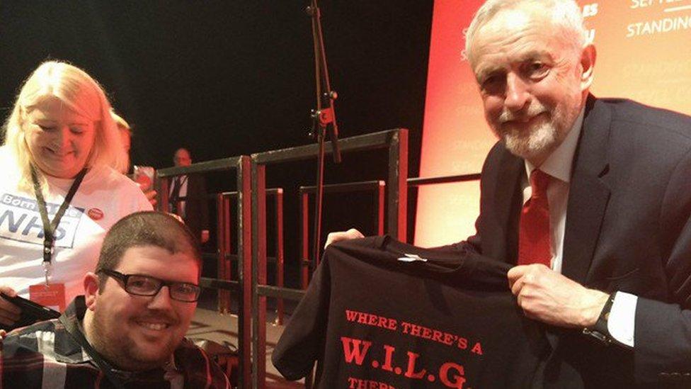 Save WILG campaigner Nathan Lee Davies with Jeremy Corbyn