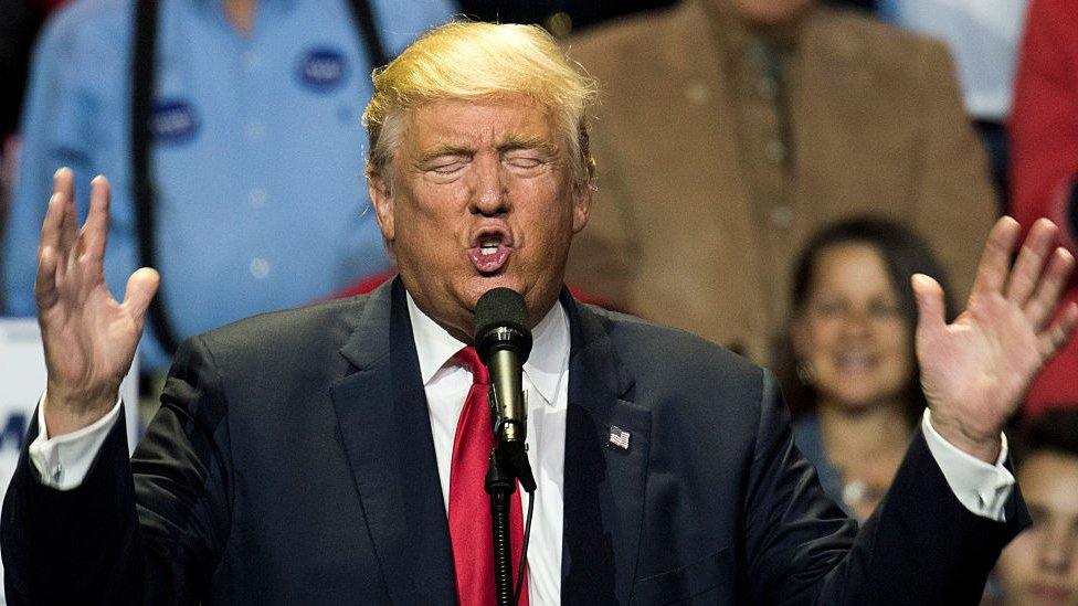 Donald Trump speaks at a rally in North Carolina.