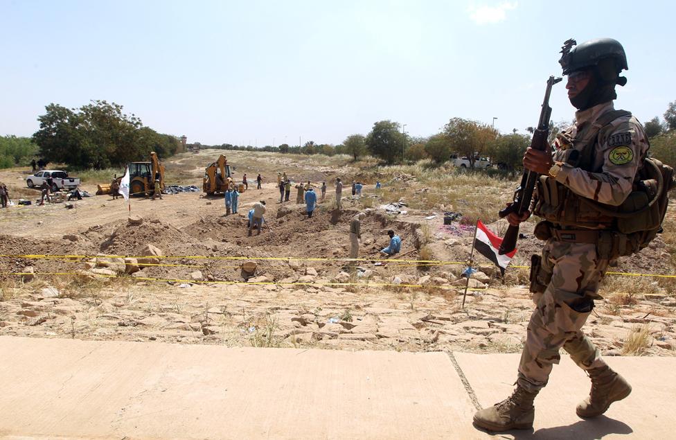 Exhumation of bodies at Camp Speicher, 2015