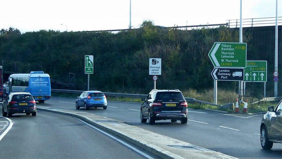 Cars on the road at the Mardyke Junction