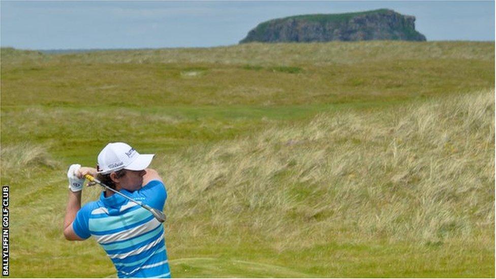 Rory McIlroy in action at Ballyliffin