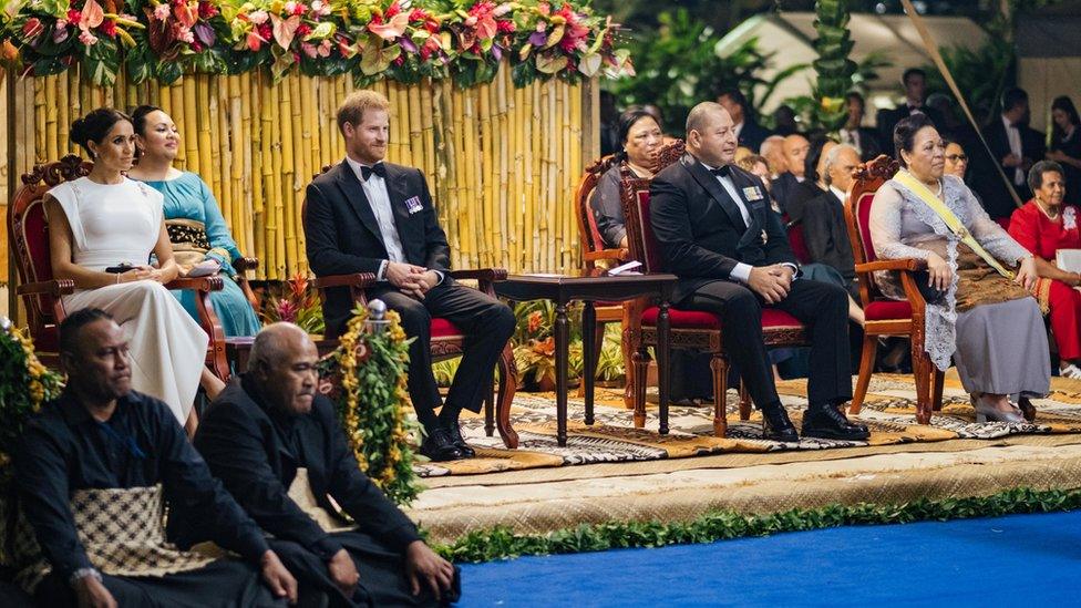 Prince Harry and Meghan attend a state dinner